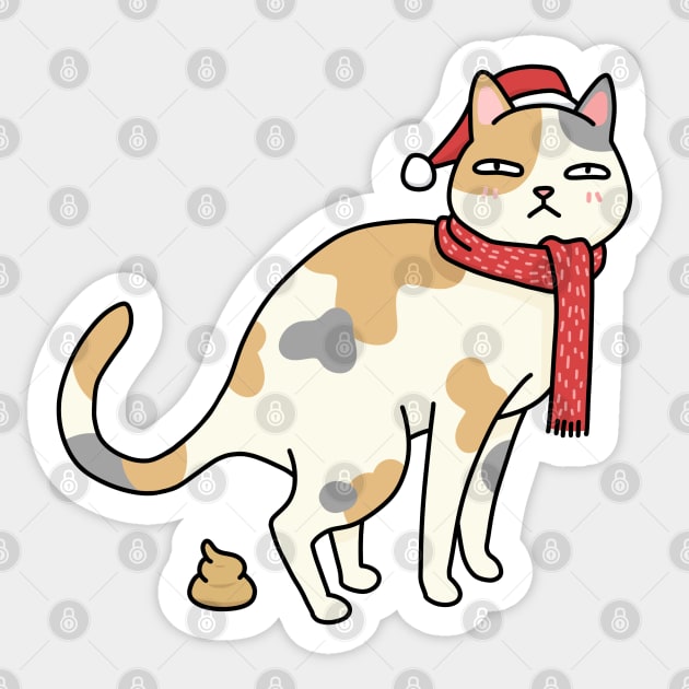 Christmas Calico Cat Pooping Sticker by Takeda_Art